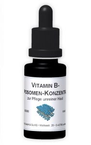 Vitamin-B-Liposomen-Konzentrat in Pipettenflasche bei unreiner Haut.